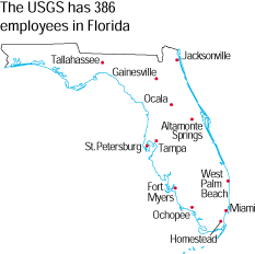 Map showing the USGS office locations in Florida.