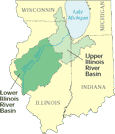 Figure 4. Map of the Illinois River Basin NAWQA Program study units in 
      IL, IN, and WI