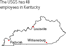 Map of USGS office locations in Kentucky.