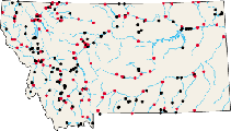 Illustration showing streamflow monitoring stations in Montana.