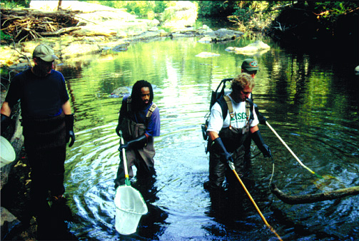 Figure 3. Picture of personnel data collecting in the lower Tennessee River Basin.
