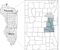 Picture showing area of intense ground-water study in Wisconsin.