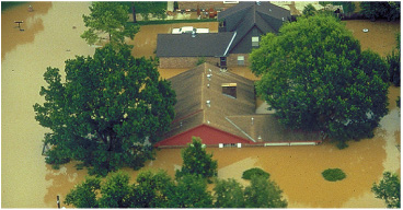 Photograph showing flooding in northern Houston in June 1989.