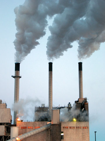 Photo of a
coal-burning power plant.