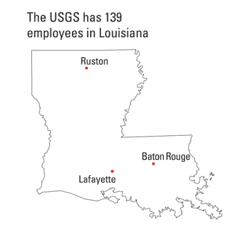 Map showing the USGS office locations in Louisiana.