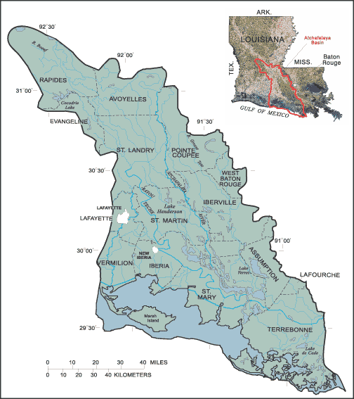 Map of
	     Atchafalaya Basin, LA