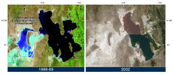 Satellite images of Great Salt Lake