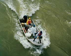 Photo of water sampling from a boat
