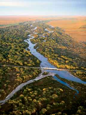 Aerial photo of a large river
