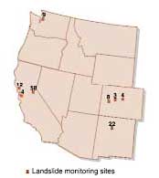 Current USGS remote landslide monitoring sites