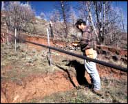 Measuring landslide movement using an extensometer