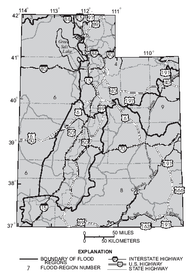Map
             showing hydrologic regions for Utah
