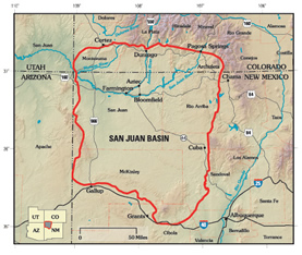 Figure 1.  San Juan Basin Province of northwestern New Mexico and southwestern Colorado