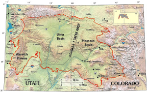 Figure 1. Uinta-Piceance Province located in northwestern Colorado and northeastern Utah. The Douglas Creek arch separates Piceance Basin from Uinta Basin. The Wasatch Plateau is included in this province.