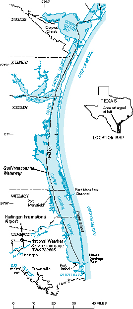 Figure 1. Map showing southern Gulf Coast of Texas.