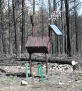 Photograph of precipitation gage used at Battle Creek Fire.