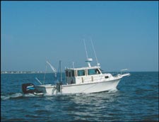 Photograph of a small USGS research vessel