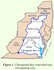 Figure 1. Chesapeake Bay watershed and surrounding area. (Click to view larger image)