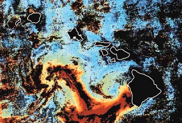 Satellite image of vog near Hawaiian Islands