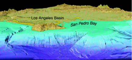 computer-generated perspective view of the Greater Los Angeles region