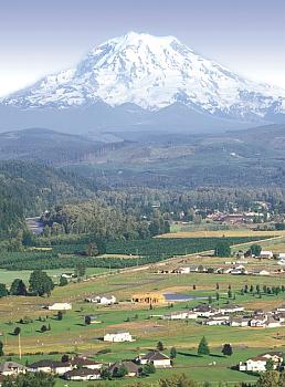 Image, Mount Rainier towers over the valley