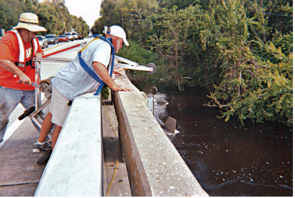 FIGURE 3.  U.S. Geological Survey field crew making flow measurement.