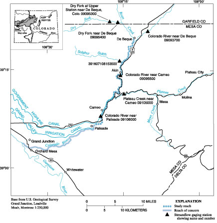 Figure 1. Location of study area between De Beque and Palisade, Colorado.