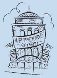 icon depicting house with 'up to code' banner across it