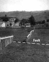 photo of fenceline cut and offset by fault