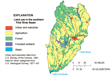 Map of land use in the southern Flint basin