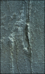 Closeup of weathered grooves