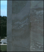 Chalky areas on Lincoln Memorial column