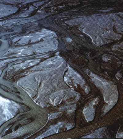 Figure 8. Aerial view of the outwash plain in the Schuchert Valley, East Greenland