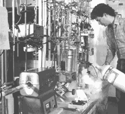 Photograph of carbon samples being converted to acetylene gas