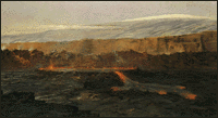 Halemaumau Crater, as painted by D. Howard Hitchcock