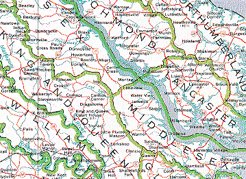 A colored section of the Virginia topographic map.