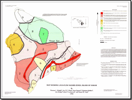 Map Showing Lava-Flow Hazard Zones, Island of Hawaii