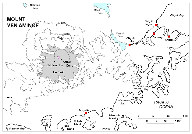 Figure 5. Map of Mount Veniaminof and surrounding area.