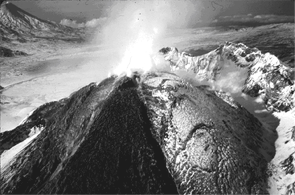 Figure 10. Bezymianny summit dome and lava flow.