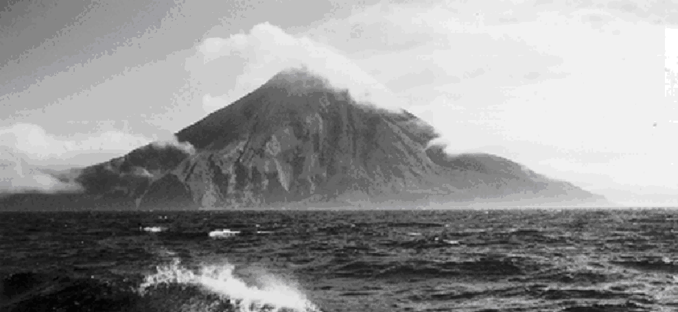 Figure 6. North flank of Kanaga Volcano where hot debris intermittently cascaded to the sea during most recent eruptive period.