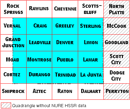 Image Map for selecting quadrangles in Colorado. Equivalent text links provided below.