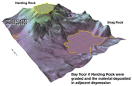 Harding Rock graded, and material deposited in adjacent depression