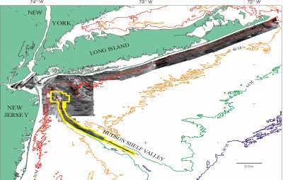Figure 1. Map showing location of multibeam survey (yellow outline)