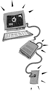 illustration of a computer with external modem
