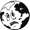 Illustration of the earth as a sad face