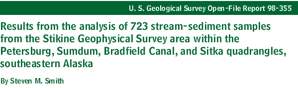 Title: Results from the analysis of 723 stream-sediment samples from the Stikine Geophysical Survey area ...