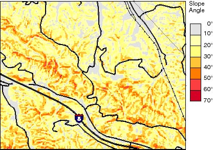 Slope map derived from DEM