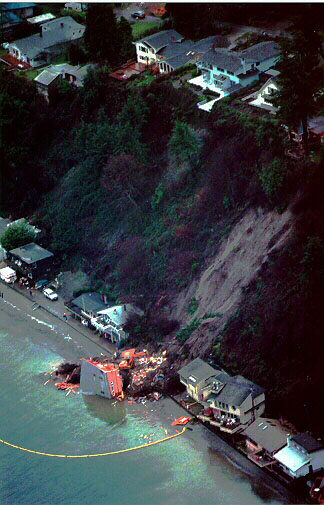 Aerial view of landslide.