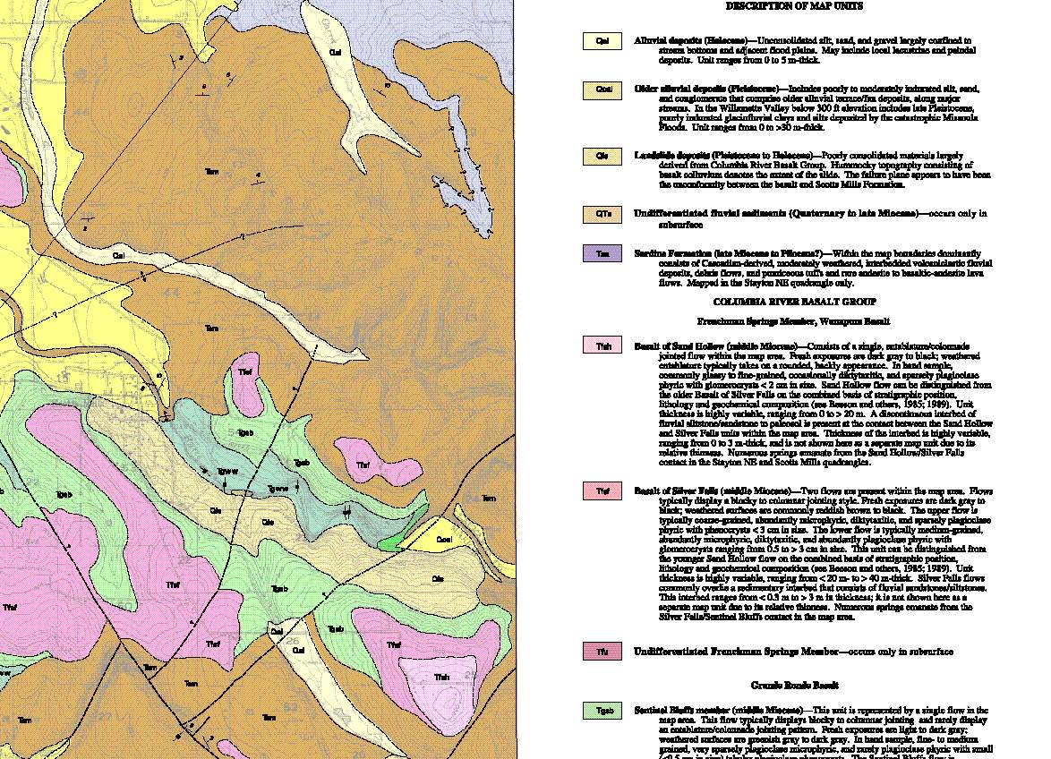 OpenFile Report 99141 Silverton and Scotts Mills, Oregon geology