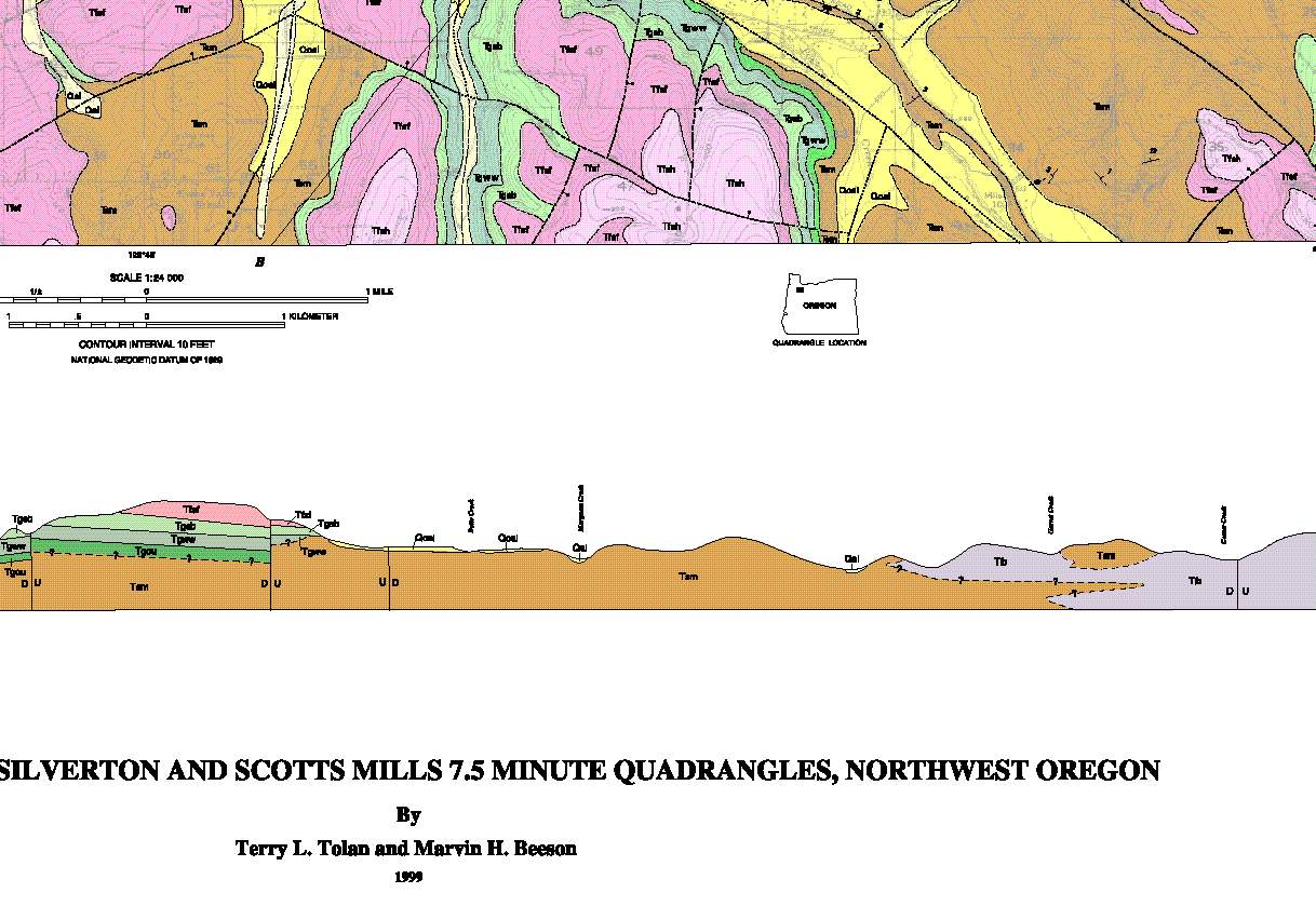 OpenFile Report 99141 Silverton and Scotts Mills, Oregon geology